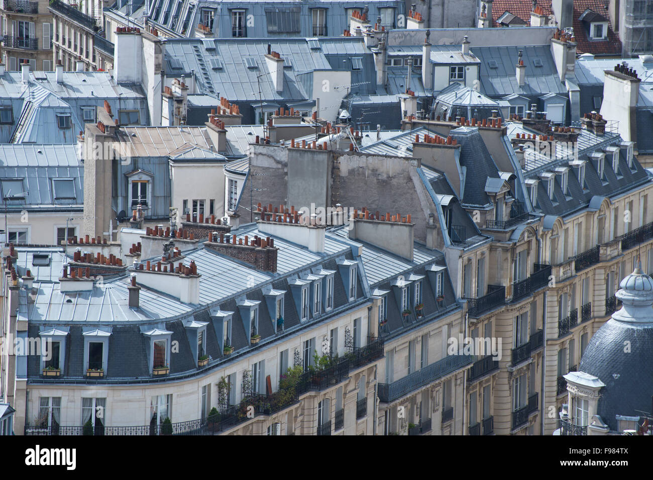 Die Dächer gegenüber Notre Dame Kathedrale in Paris, Frankreich. Stockfoto