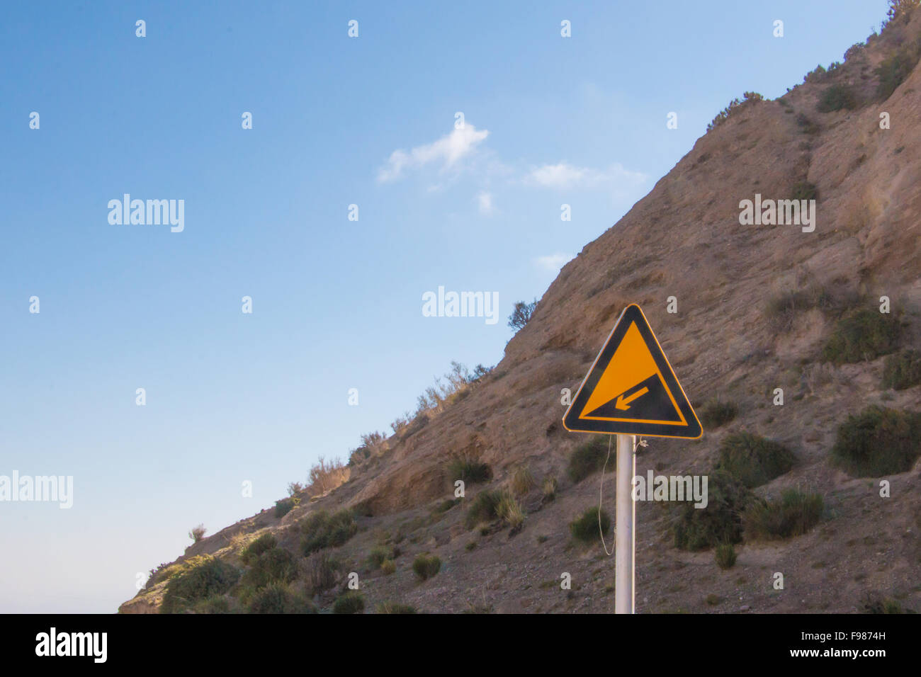 Abfahrt anmelden Stockfoto