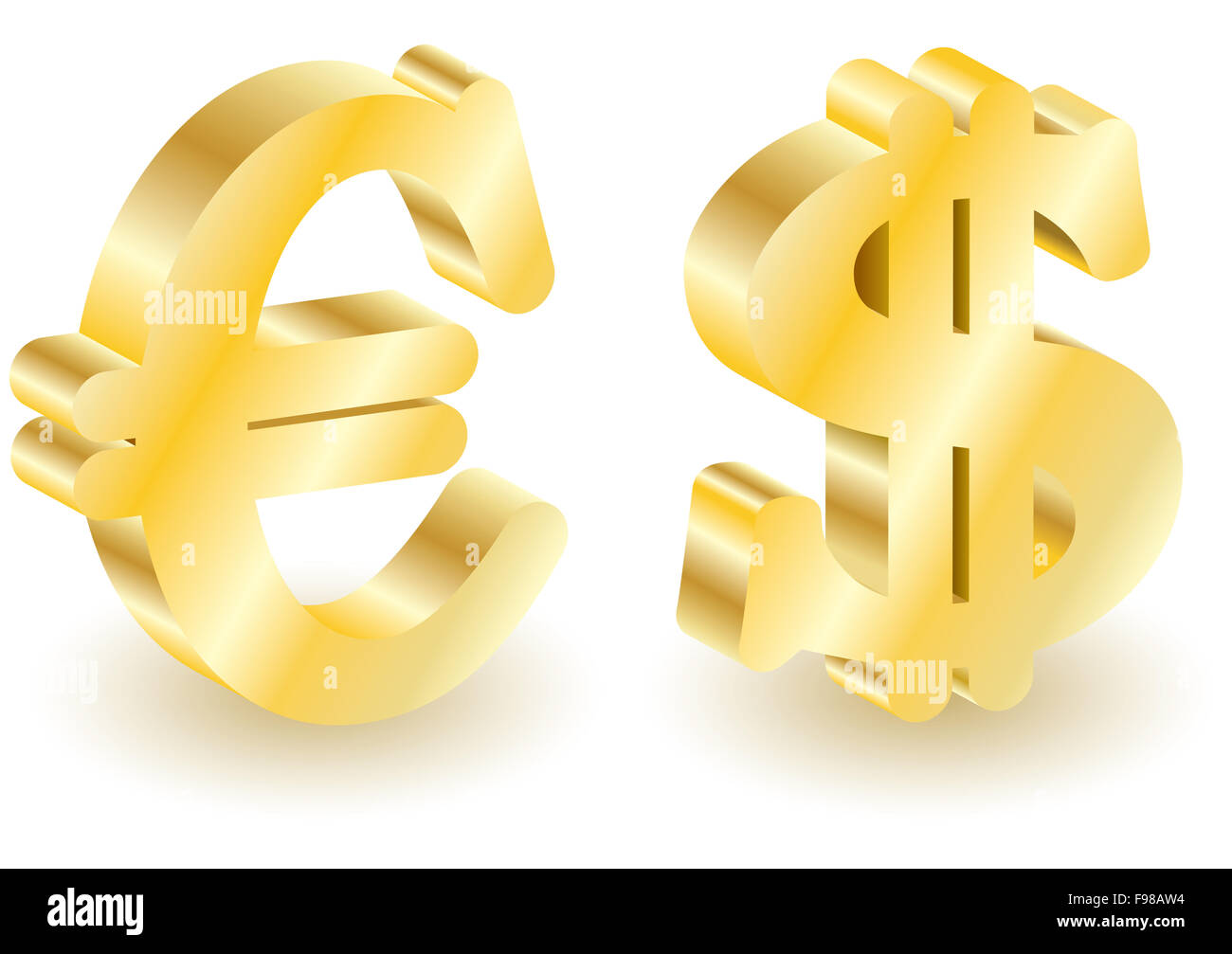 Dollar und Euro Geld-3D-Symbole. Stockfoto