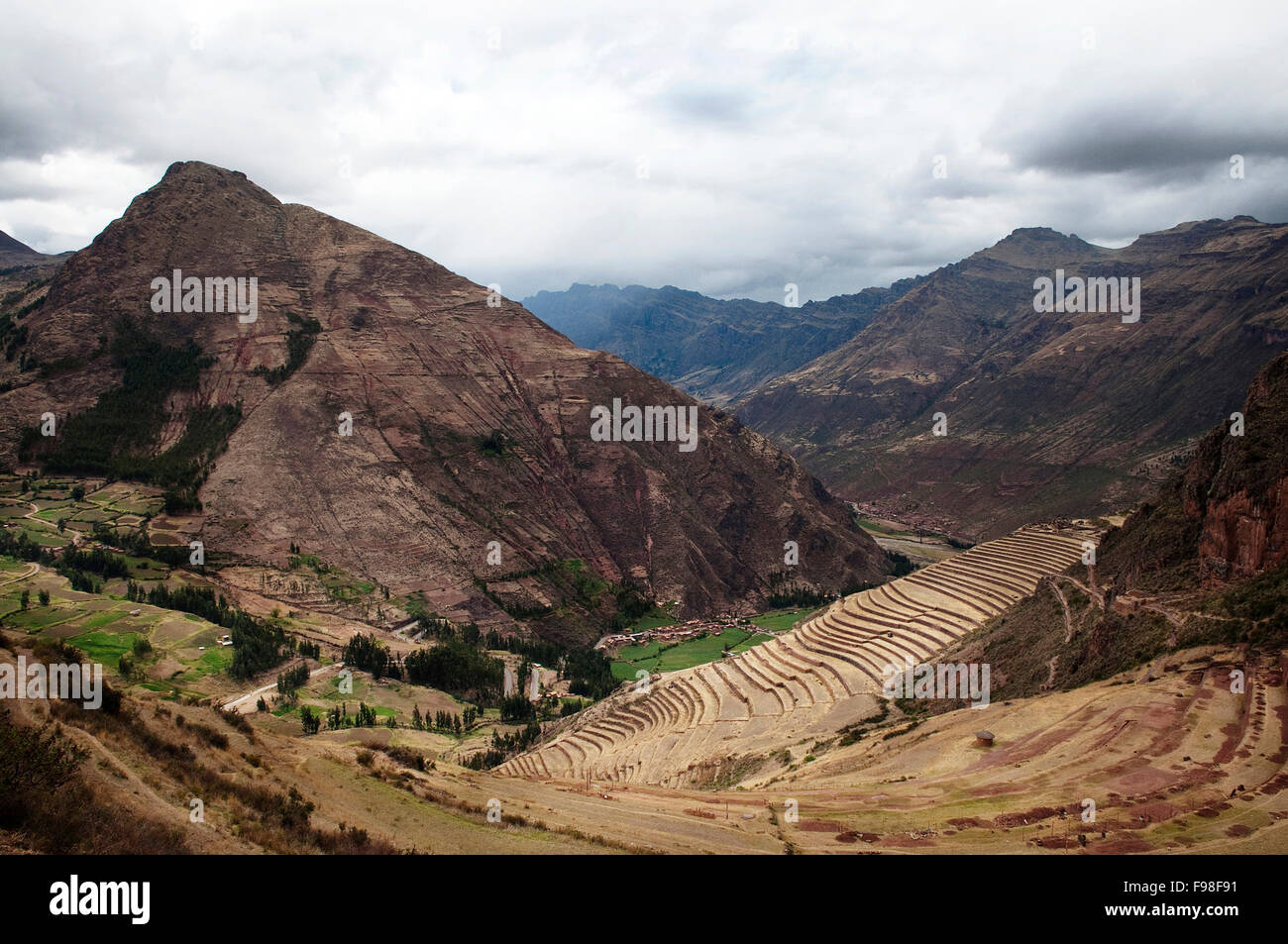 Die Inka-Terrassen von Pisac, Peru. Stockfoto