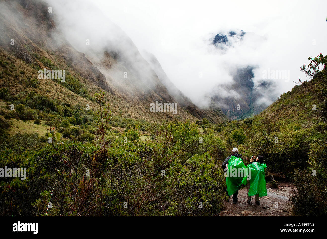 Menschen auf dem Inka Trail, Peru. Stockfoto