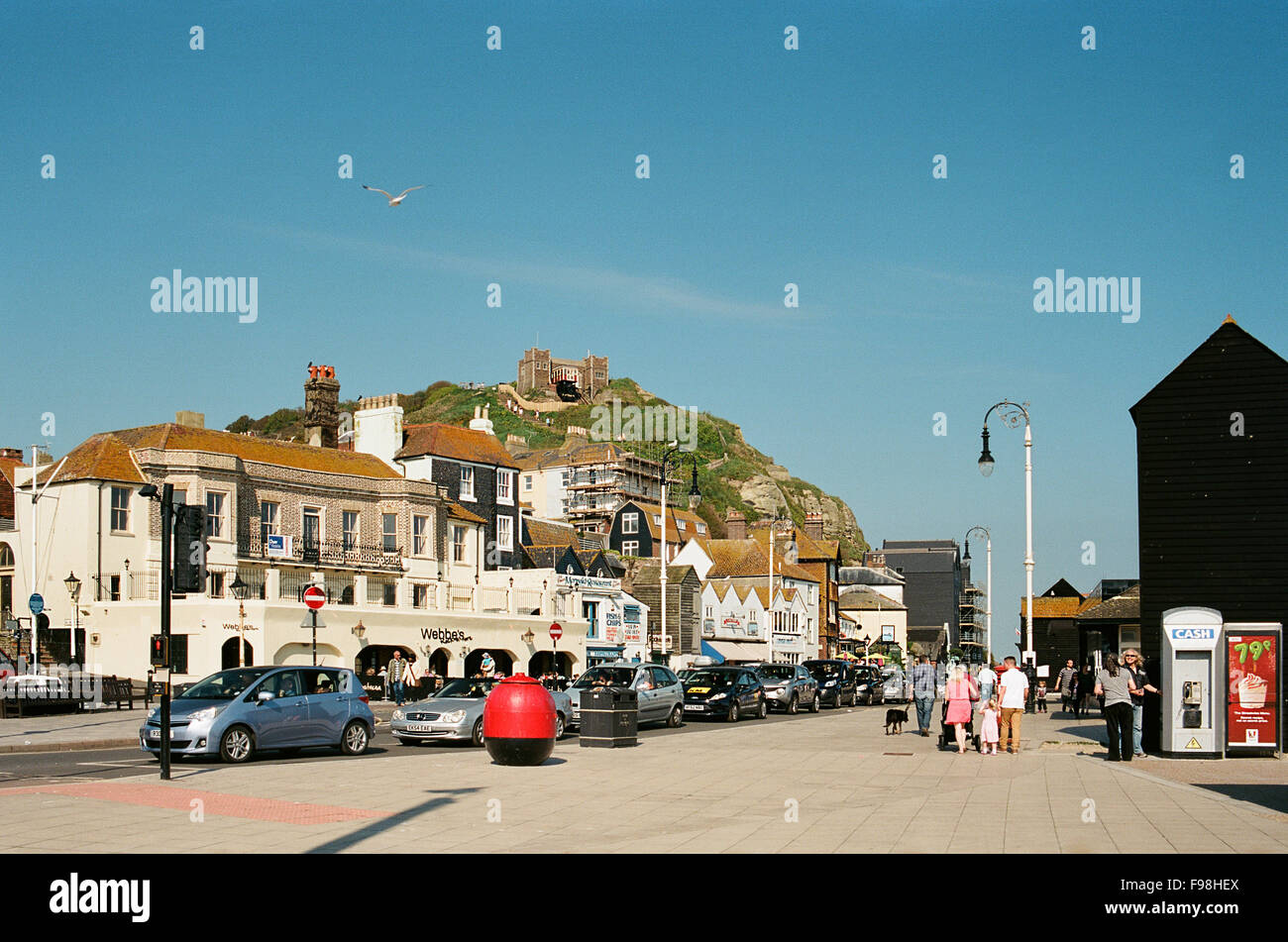 Das Stade, direkt am Meer in der Altstadt von Hastings, East Sussex, Südostengland Stockfoto
