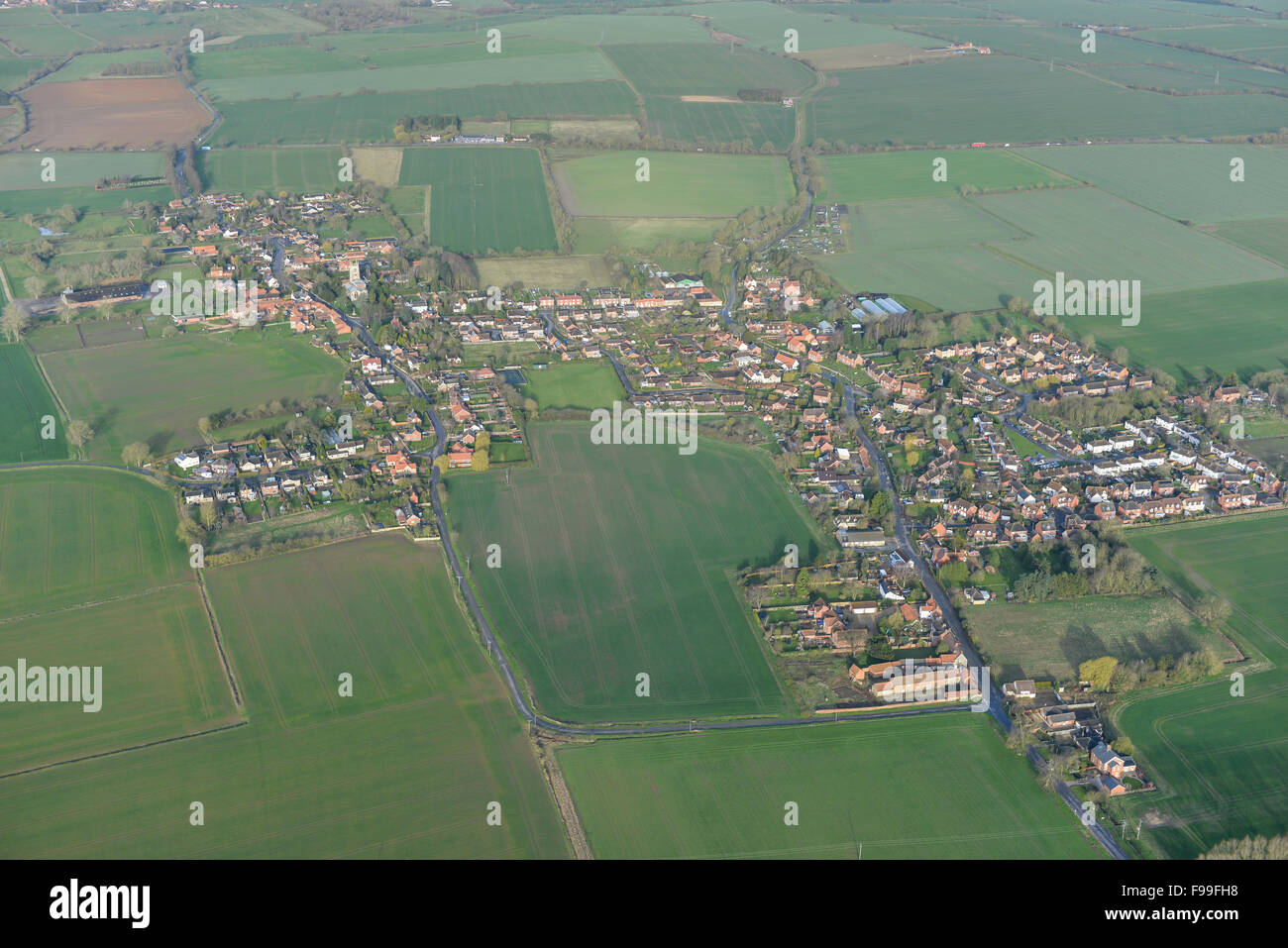 Eine Luftaufnahme des südlichen Lincolnshire Dorf von Rippingale und Umland Stockfoto
