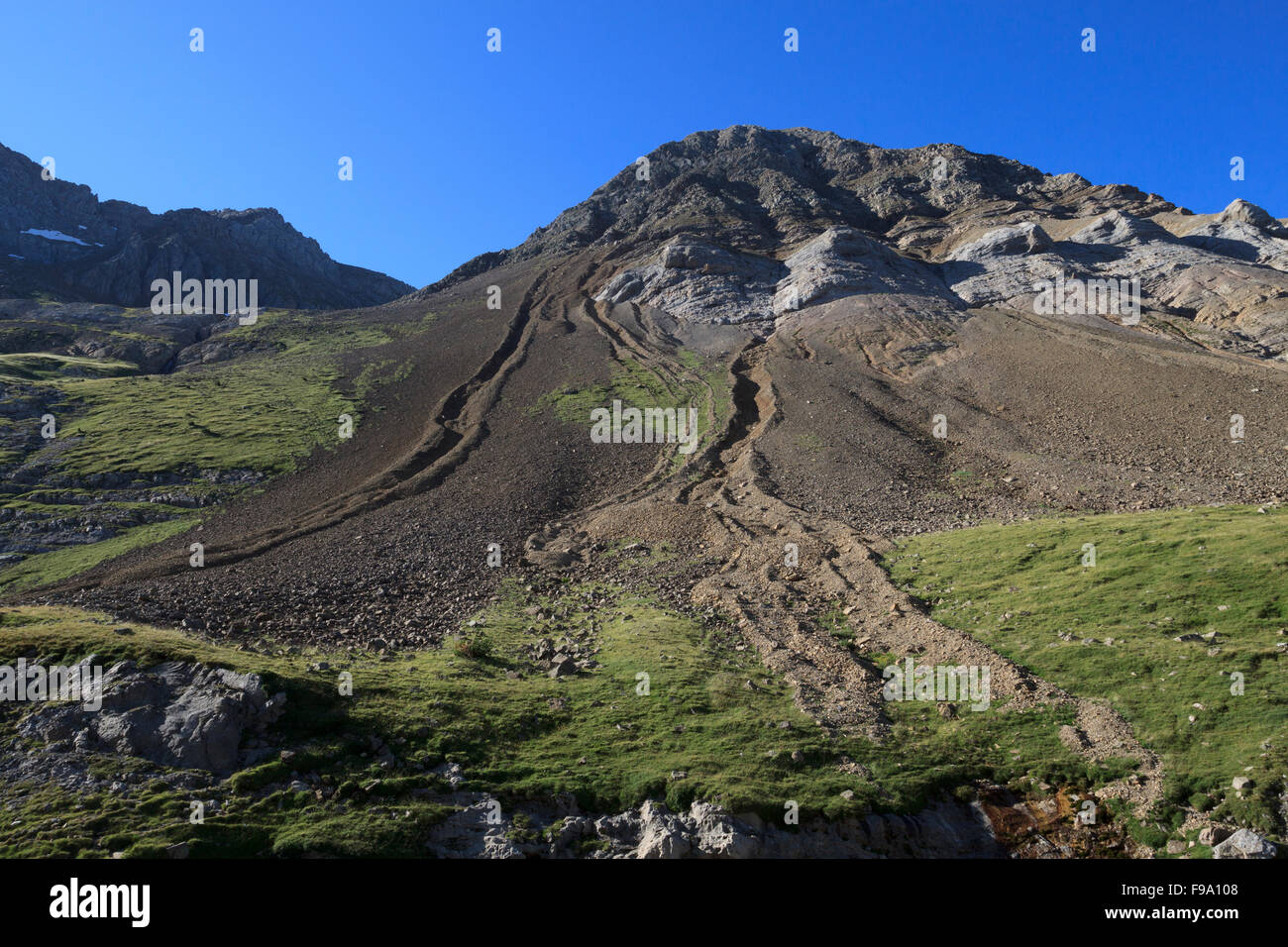 zerkratzte Berg, Spuren des Sturms Stockfoto