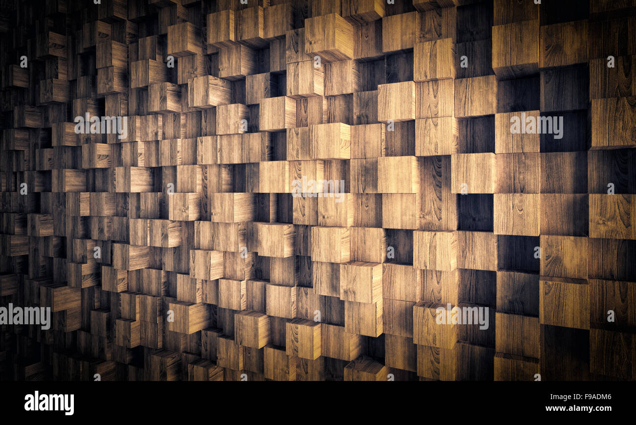 Holz geometrische 3d Hintergrundbild Stockfoto