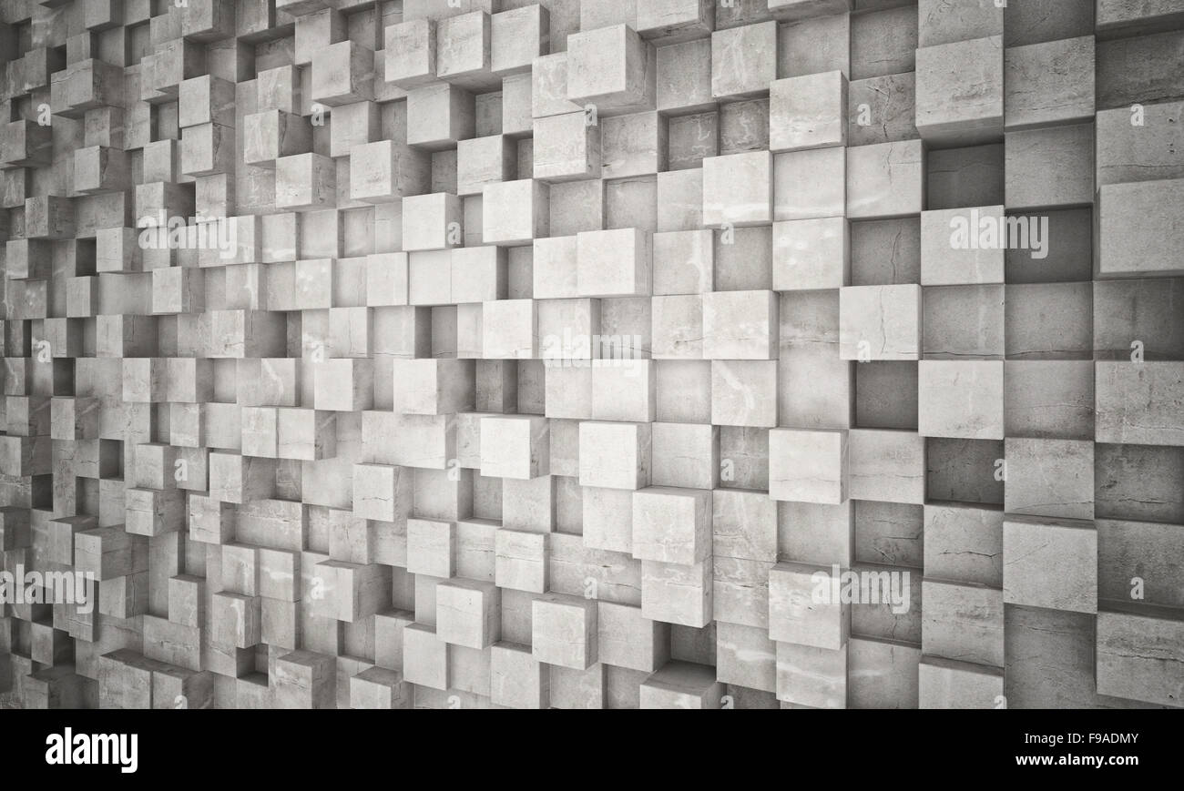 geometrische Betonwand 3D-Bild Stockfoto