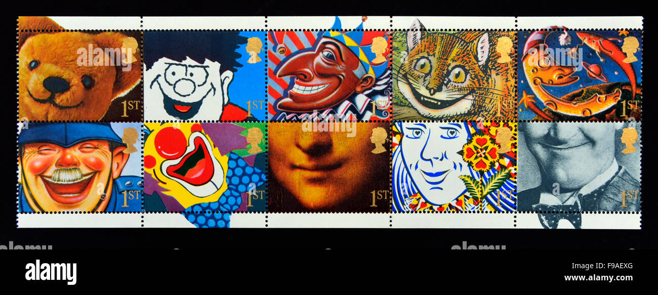 Briefmarken. Great Britain. Königin Elizabeth II. 1991. Grüße Briefmarken. "Lächeln". 1.. Stockfoto