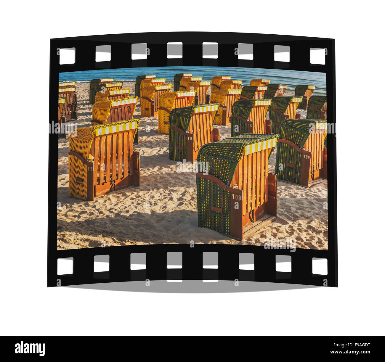 Liegestühle am Strand Ostsee, Ostsee resort Binz, Insel Rügen, Mecklenburg-Western Pomerania, Deutschland, Europa Stockfoto