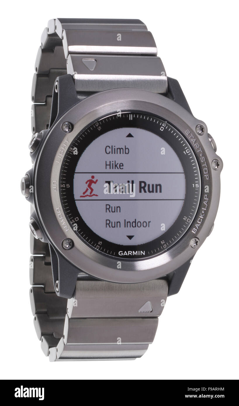 Garmin Fenix Saphir Handgelenk Uhr GPS-Gerät. Stockfoto