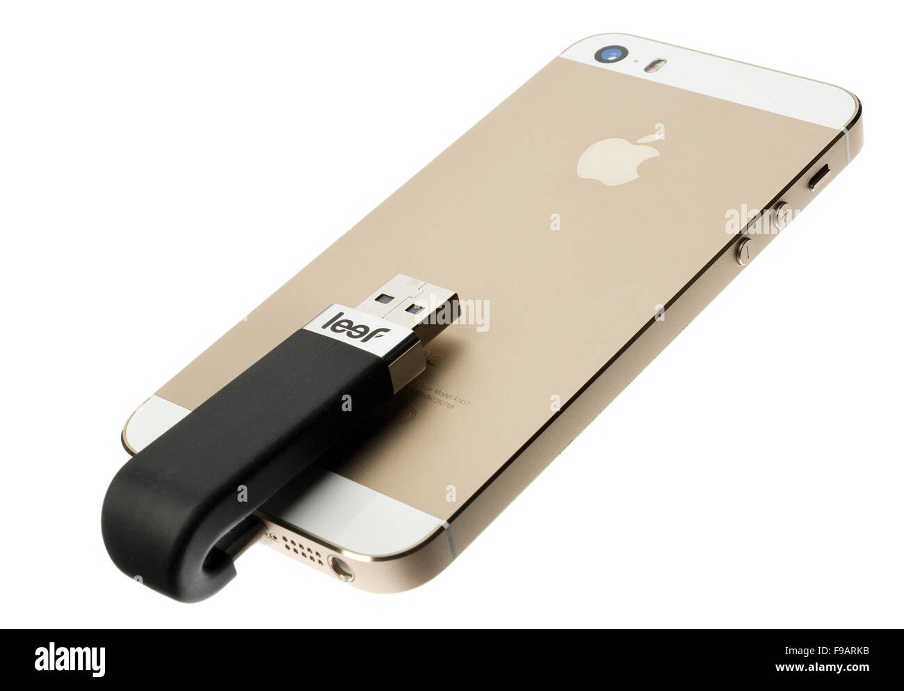 Leef iBridge mobile Arbeitsspeicher für Apple Blitz/USB-Konnektivität. Speichern Sie Videos, Fotos, Musik und Daten. USB-stick 4 Apple Stockfoto