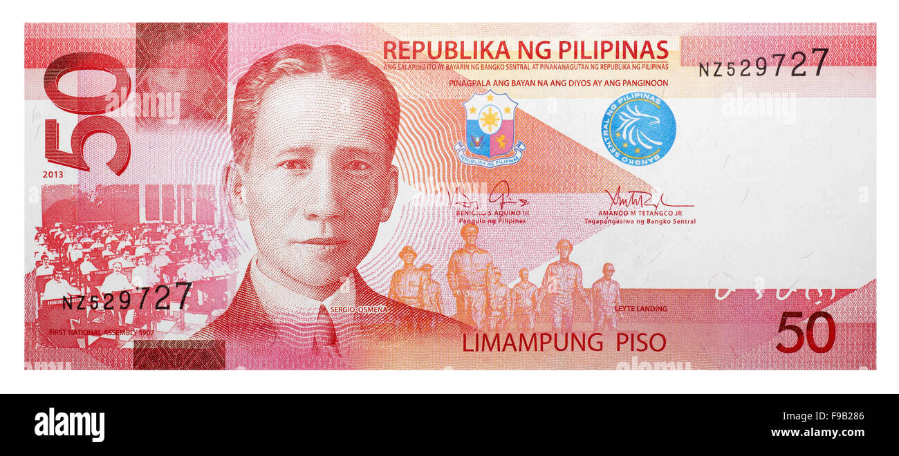15. Oktober 2014 - Banknoten 50 philippinischer Peso (Credit-Bild: © Andrey Nekrassow/ZUMA Wire/ZUMAPRESS.com) Stockfoto