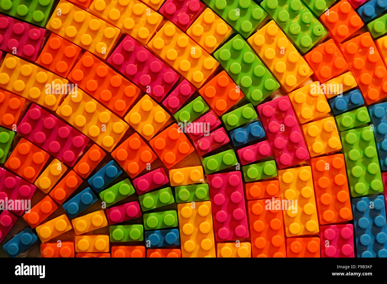 Kunststoffblock Spielzeug in zufälligen Muster Stockfoto