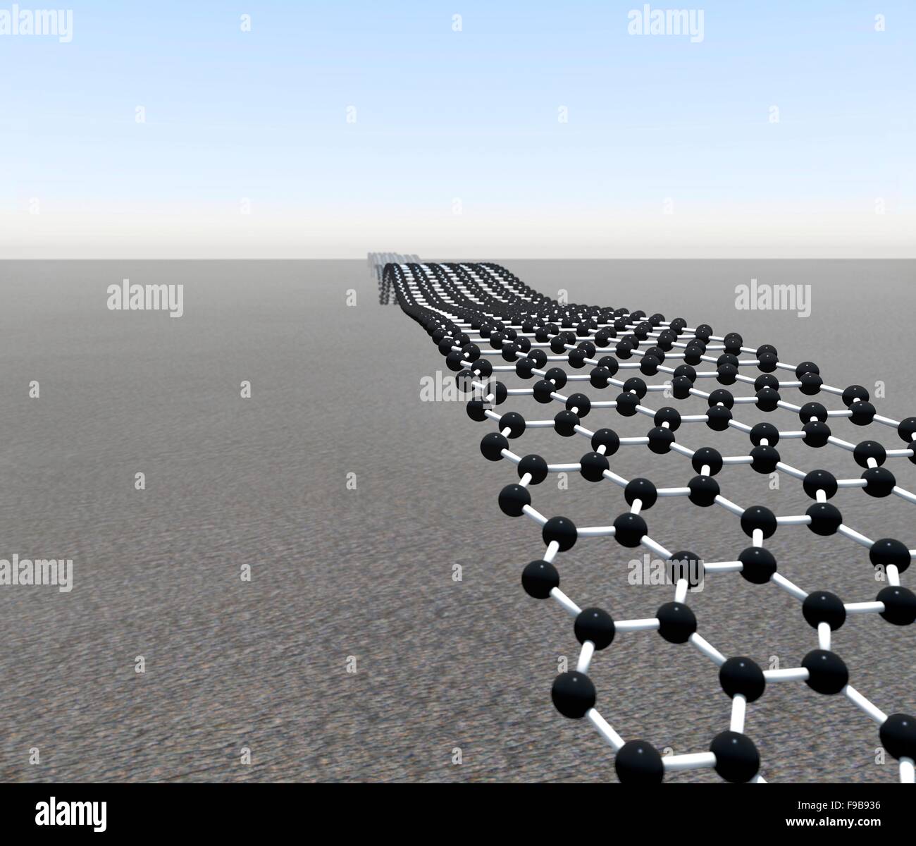 Graphen-Nanoribbon über eine flache Landschaft Stockfoto