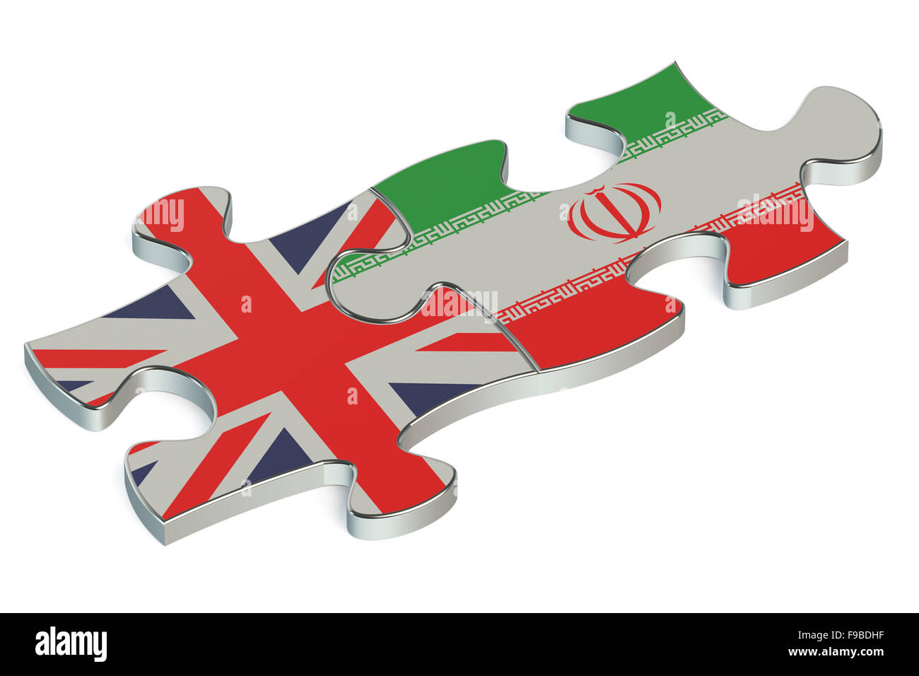 Großbritannien und Iran Rätsel von Fahnen Stockfoto
