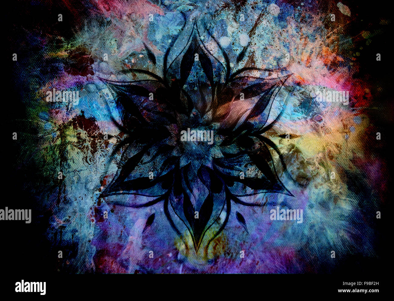 Blume Mandala und Farbe abstrakten Hintergrund Stockfoto