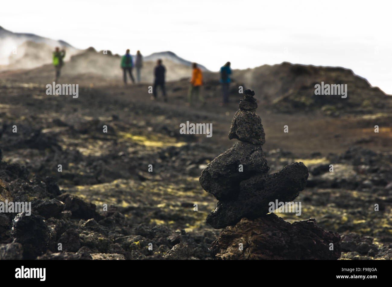 Trekking Weg durch aktives Vulkangebiet Krafla Stockfoto