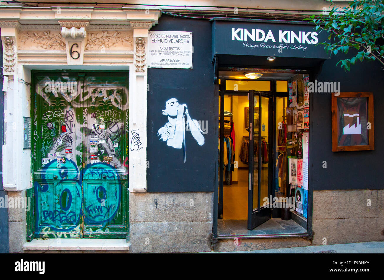 Shop, Malasaña, Madrid, Spanien Stockfoto