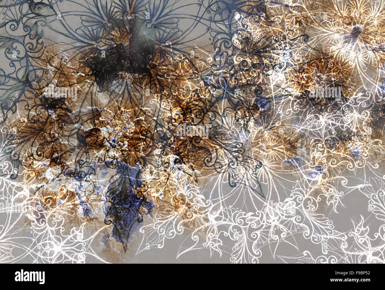 Hintergrund mit Spitze Ornament, Mandala-Struktur Stockfoto