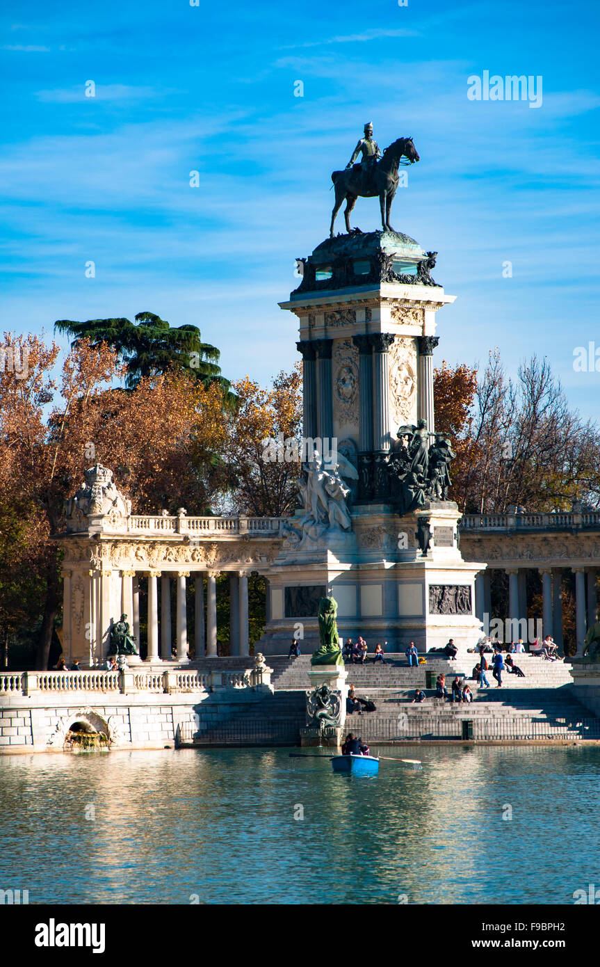 Denkmal für König Alfonso XII, Buen Retiro Park,, Madrid Spanien Stockfoto