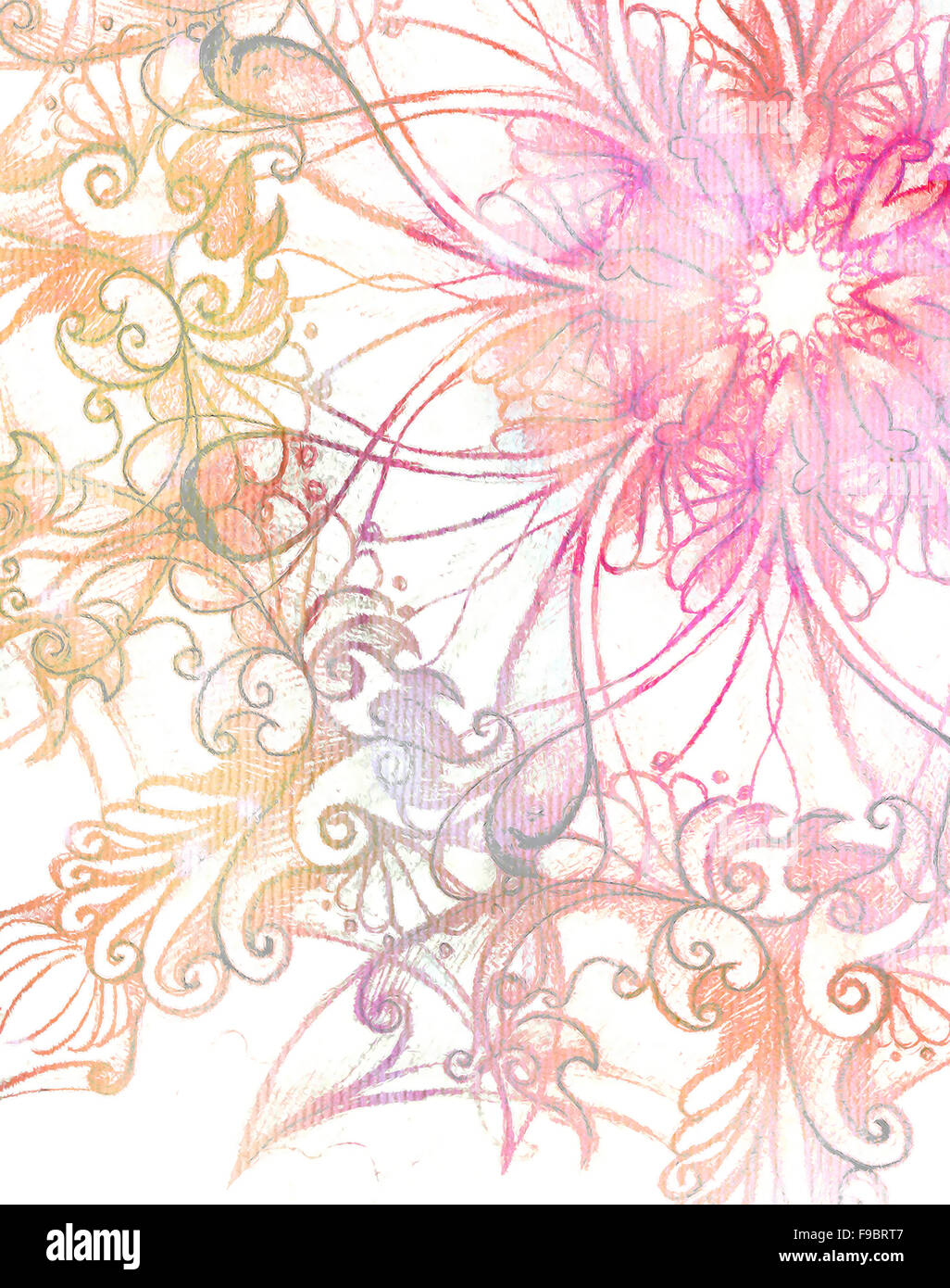 Rosa Ornament Mandala und Fraktale Farbeffekt Stockfoto