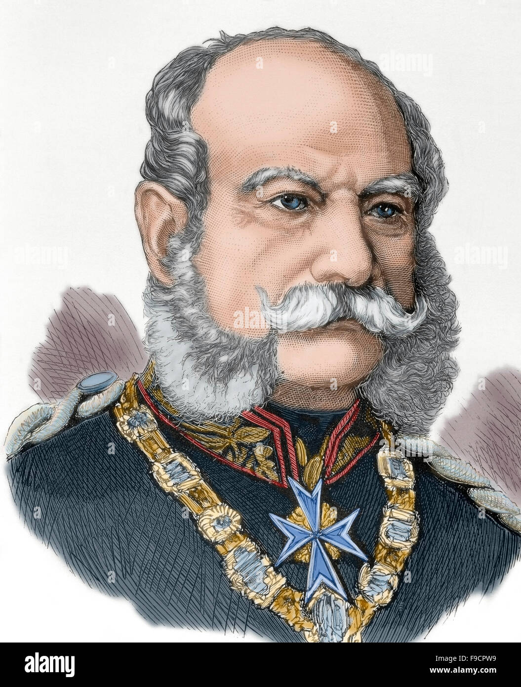 Wilhelm i. von Deutschland (1797-1888). König von Preußen (1861-1888) und erster deutscher Kaiser (1871-1888). Porträt. Gravur "Historia Universal", 1881. Farbige. Stockfoto