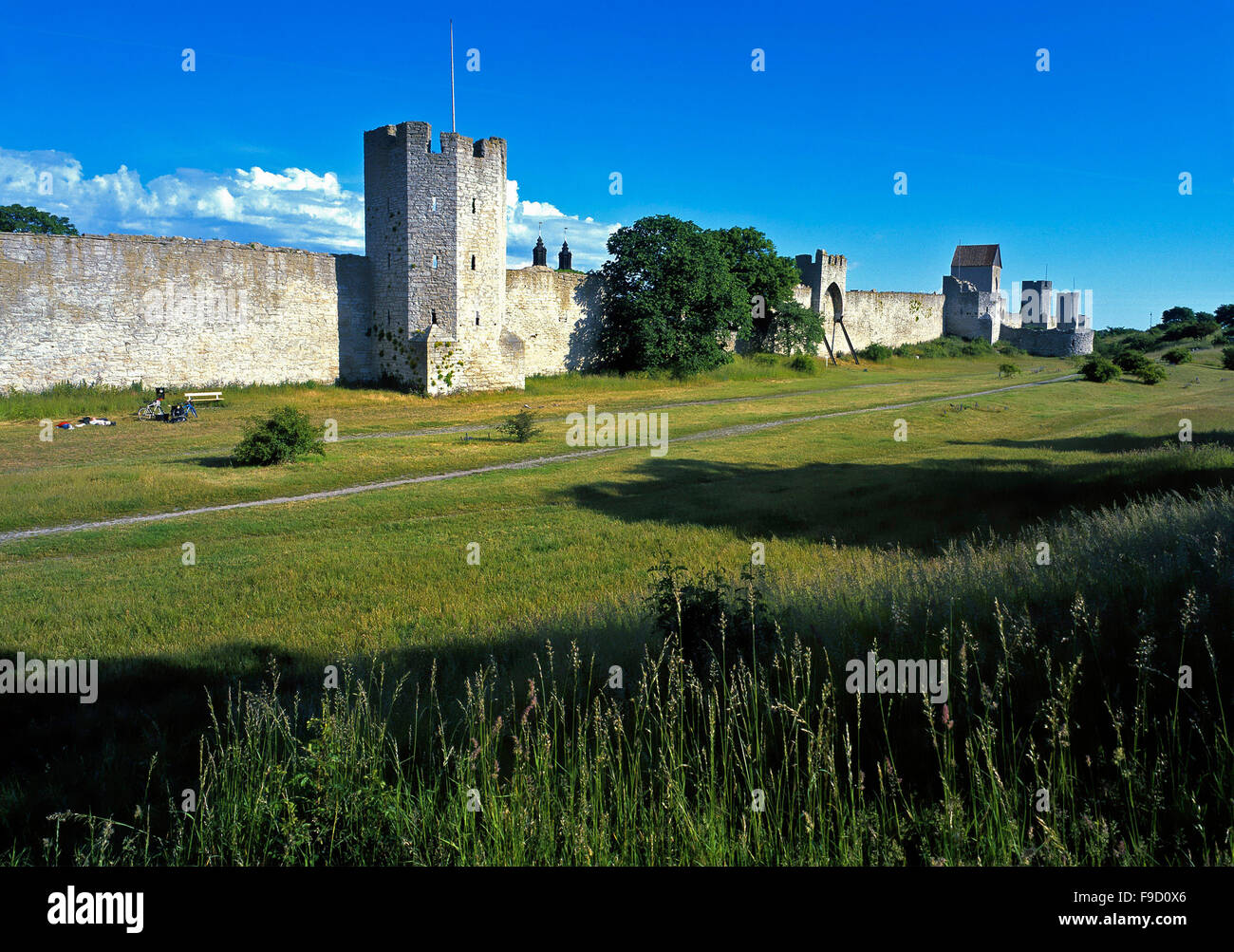Stadtmauer von Visby, Gotland, Schweden. Stockfoto