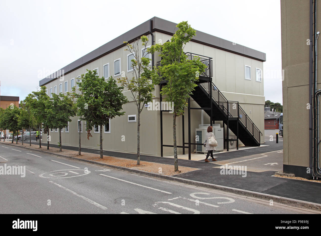 Eine neue Unterrichtsblock an der Bournemouth University gebaut mit modularer Aufbau, bestehend aus großen, vorgefertigte Sektionen. Stockfoto