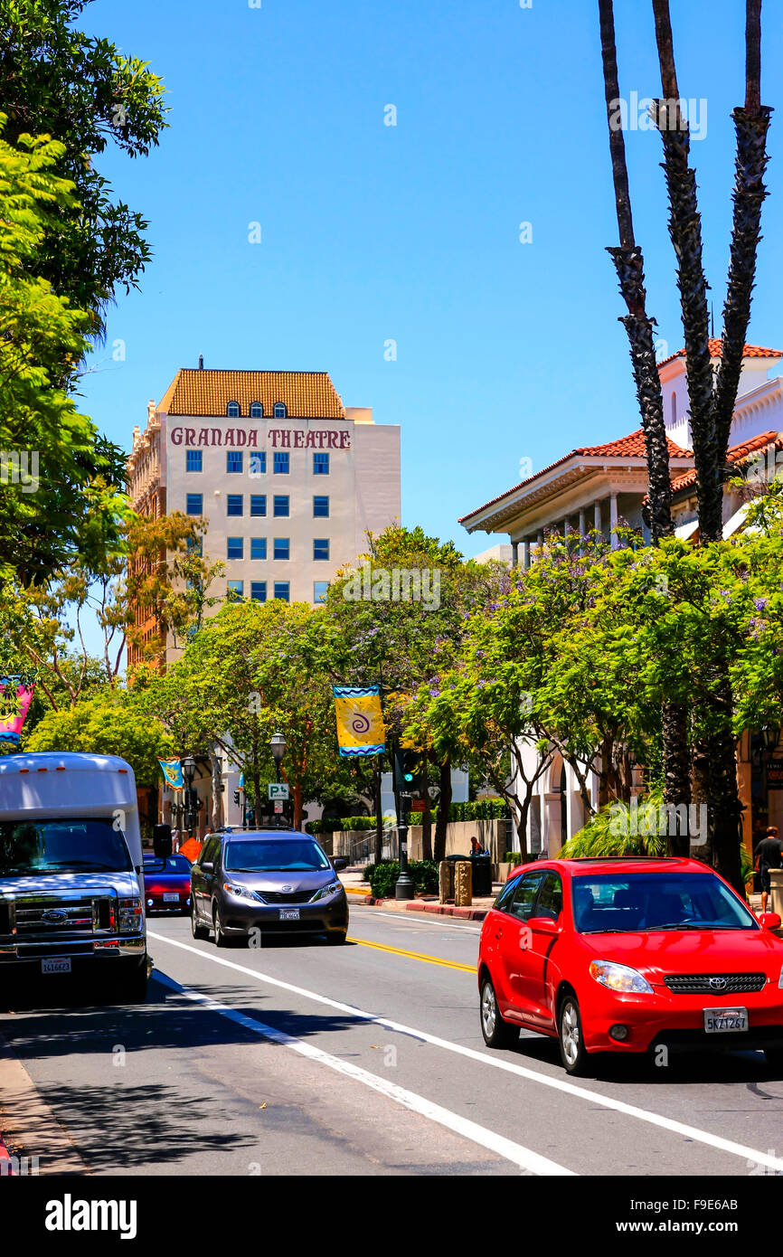 Das Granada Theater auf der State Street in der Innenstadt von Santa Barbara Kalifornien Stockfoto