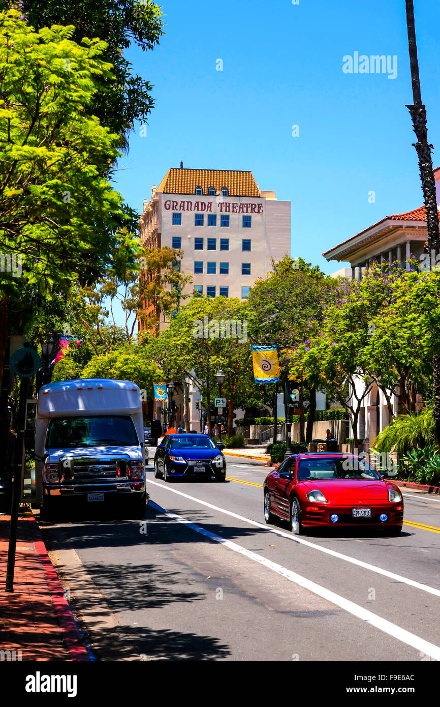 Das Granada Theater auf der State Street in der Innenstadt von Santa Barbara Kalifornien Stockfoto
