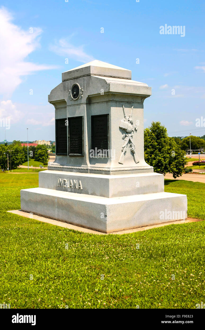 Denkmal für die Männer aus Indiana, die während des Bürgerkriegs auf dem Schlachtfeld Vicksburg gestorben Stockfoto