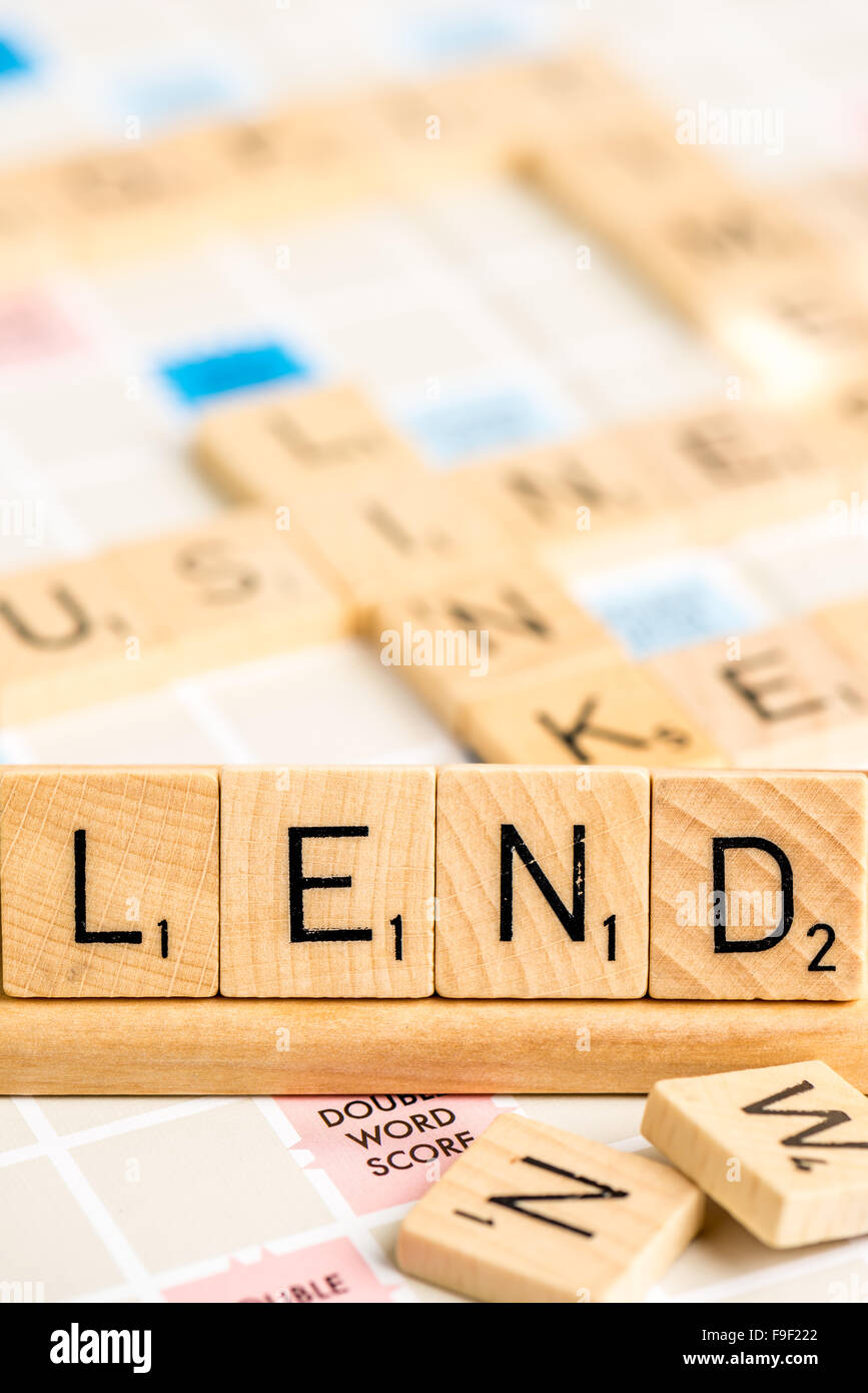 Scrabble - verleihen Stockfoto
