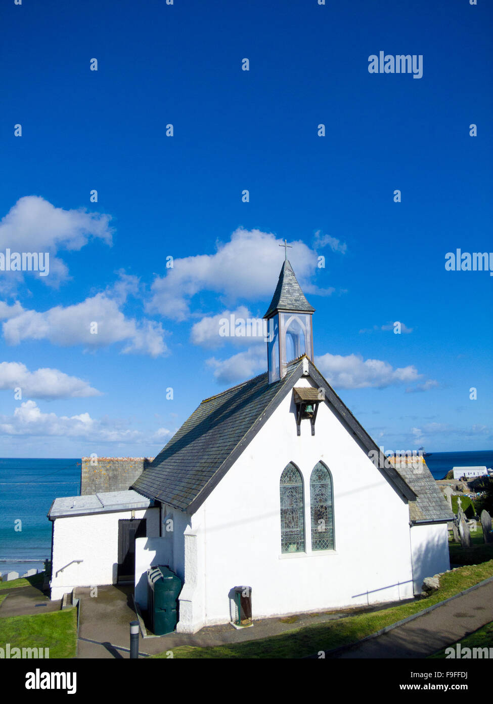 St Peter's Anglican Church, Coverack Dorf, Lizard Halbinsel, Cornwall, England, Vereinigtes Königreich Stockfoto