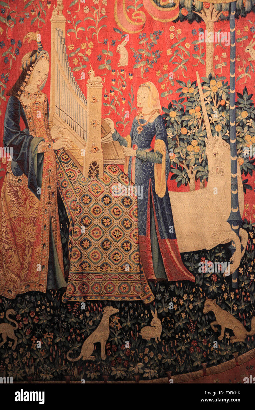 Frankreich Paris Musée de Cluny, La Dame À la Licorne, Tapisserie, Stockfoto