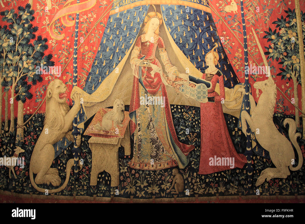Frankreich Paris Musée de Cluny, La Dame À la Licorne Tapisserie, Stockfoto