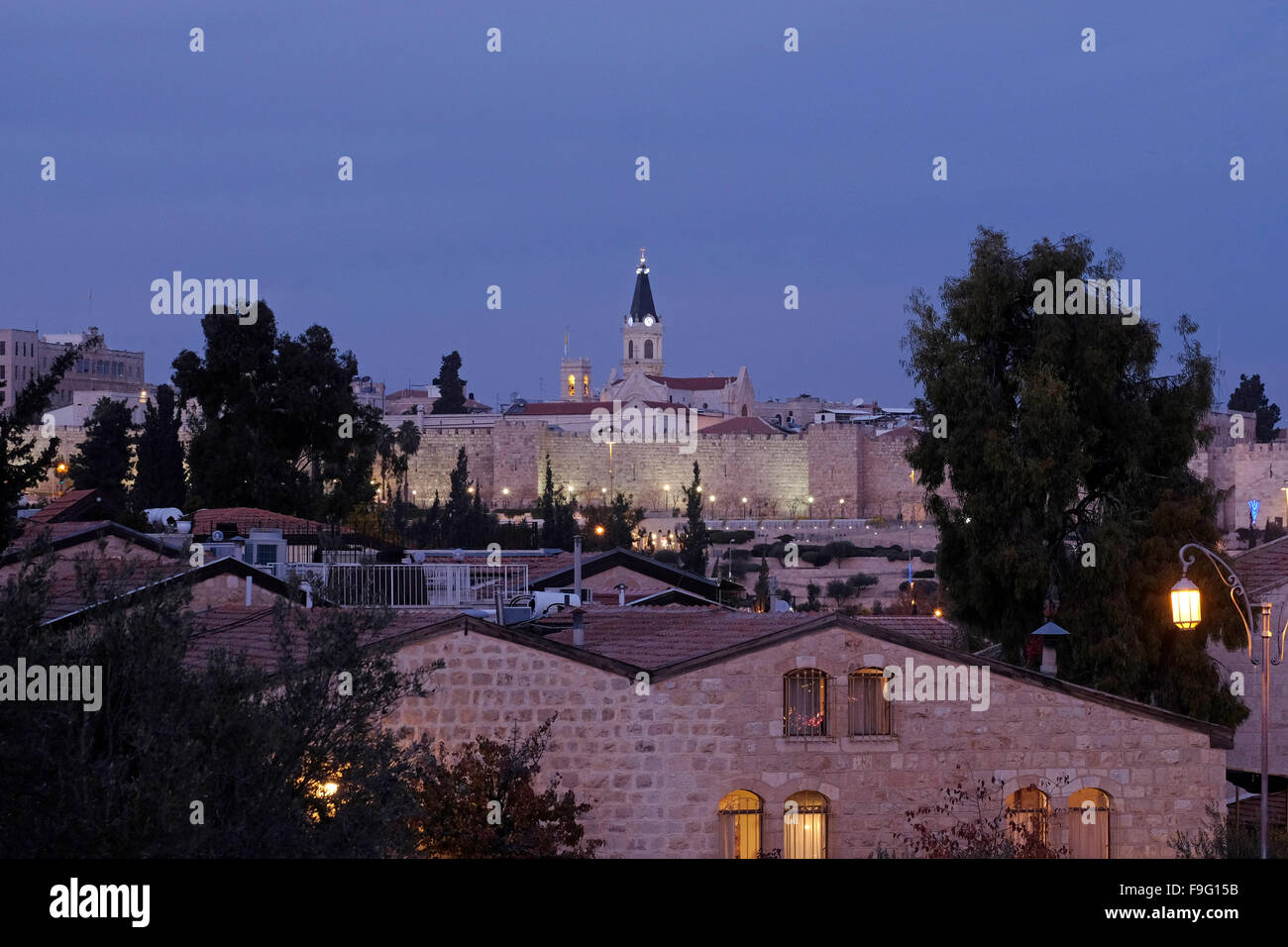 Blick auf die Altstadt von Yemon Moshe Jerusalem Israel Stockfoto
