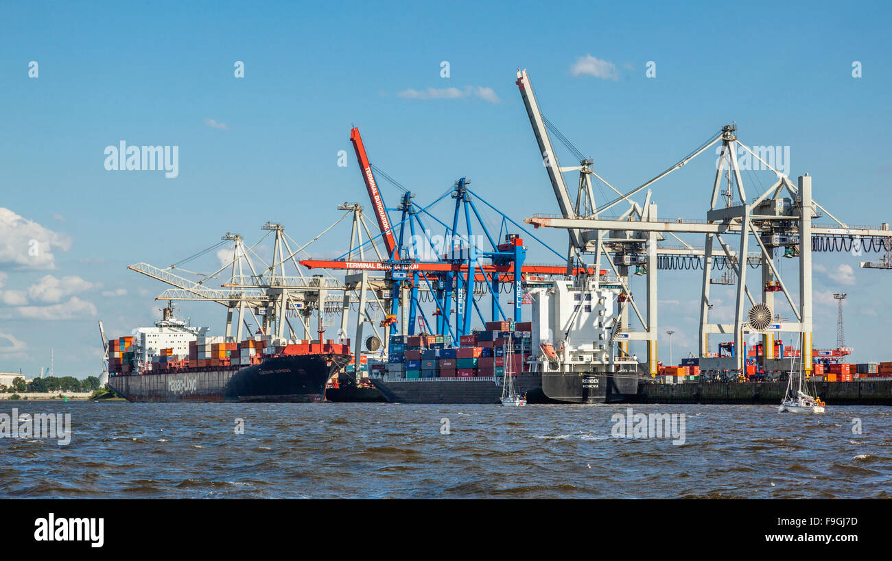 Deutschland, freie und Hansestadt Hamburg, Hafen Hamburg, Waltershofer Hafen, Containerterminal Burchardkai Stockfoto