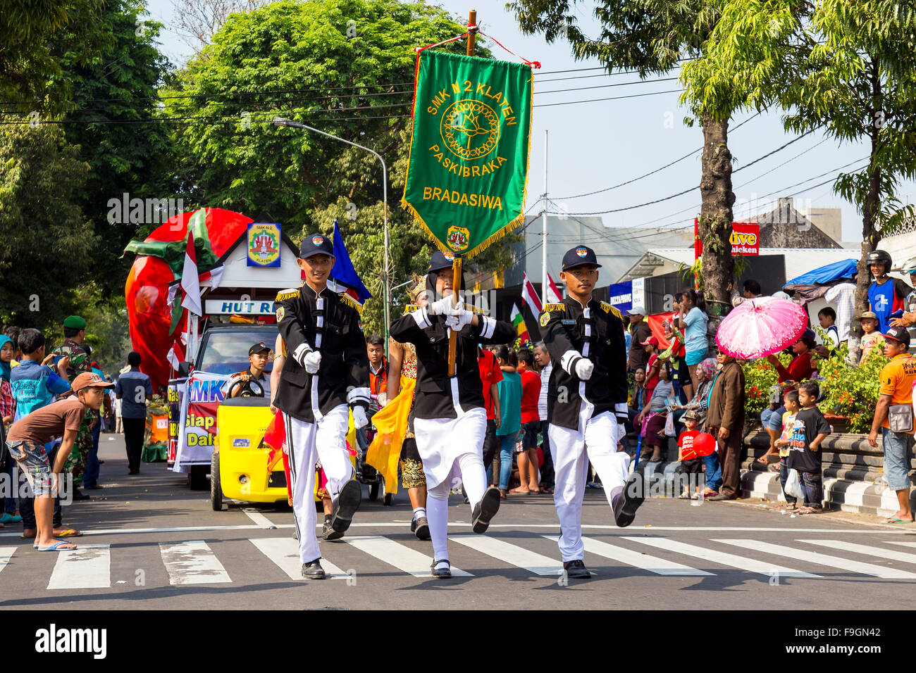 National Day Parade, Klaten, Zentral-Java, Insel Java, Indonesien Stockfoto
