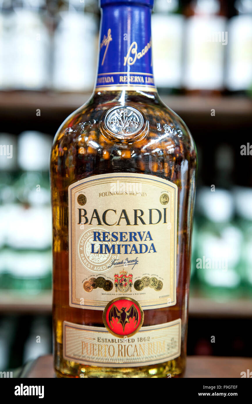 Bacardi Rum, die Cigar House, Old San Juan, Puerto Rico Stockfoto