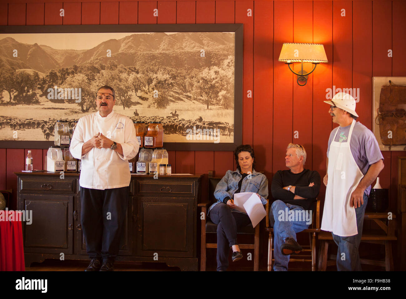Küchenchef Pascal Gode Vorträge am Gewürz Seminar, BBQ Bootcamp, Alisal Guest Ranch, Solvang, Kalifornien Stockfoto