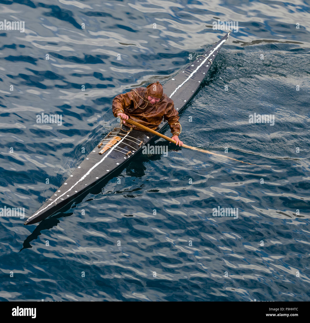 INUIT KAJAKFAHRER SISIMIUT GRÖNLAND Stockfoto