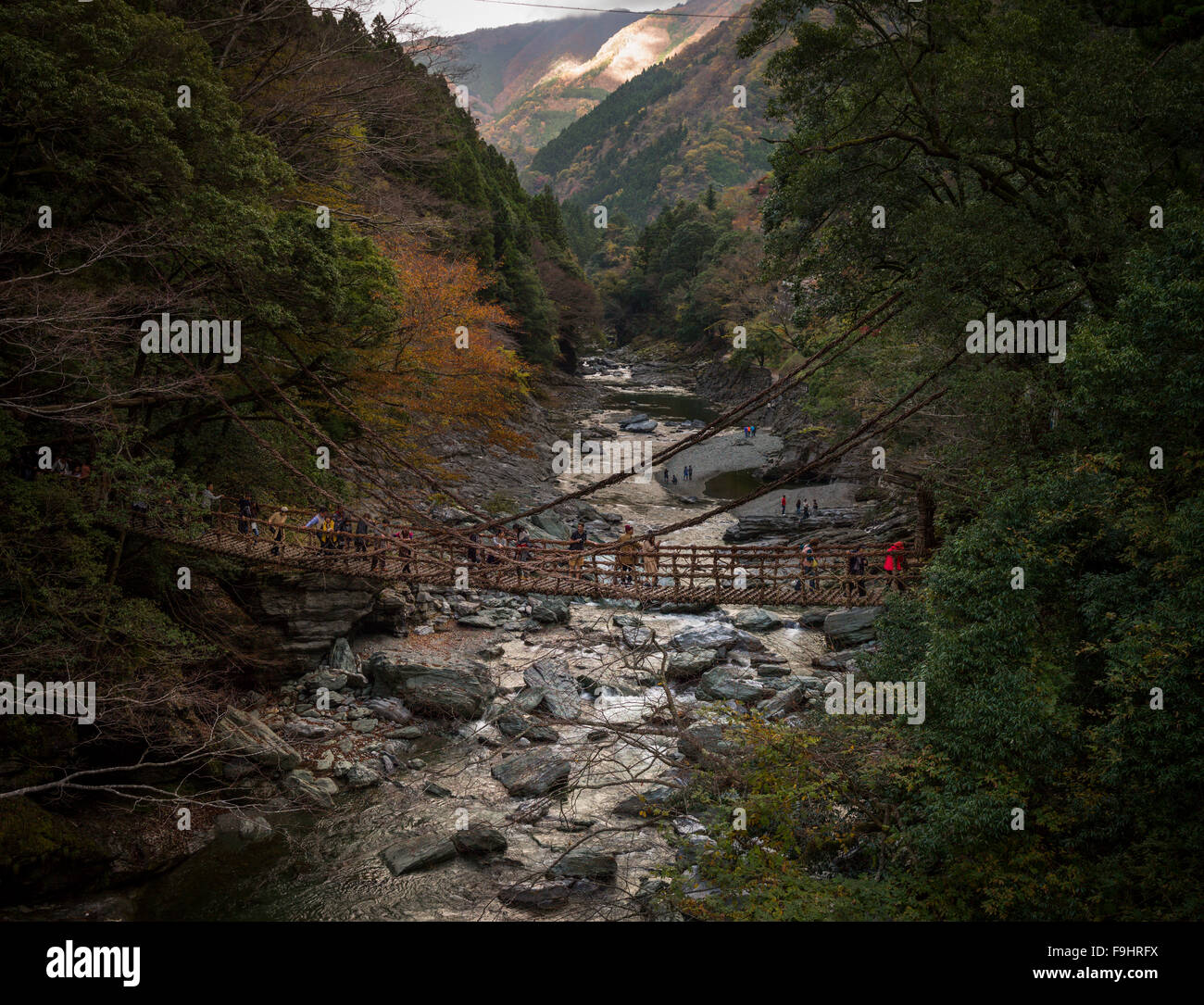 SEIL-BRÜCKE-IYA-FLUSS-IYA-JAPAN Stockfoto
