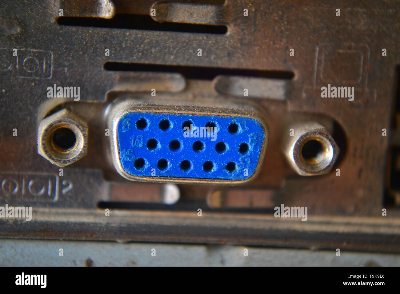 VGA-Anschluss auf einem Desktop-PC Stockfoto