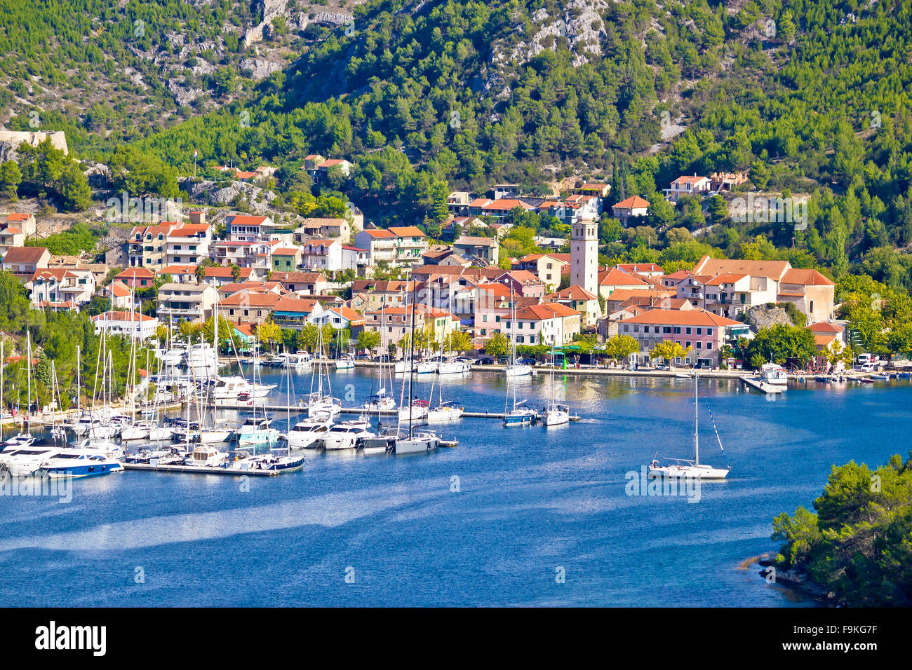 Stadt von Skradin Blick, Dalmatien, Kroatien Stockfoto