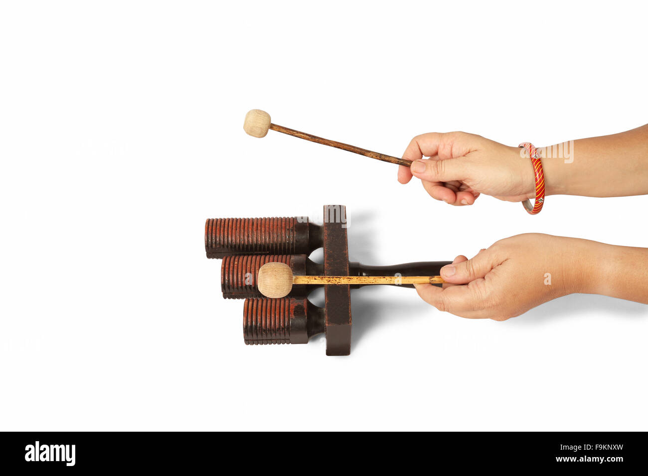 Ein Holz-Block, ein Musikinstrument, Indien Stockfoto