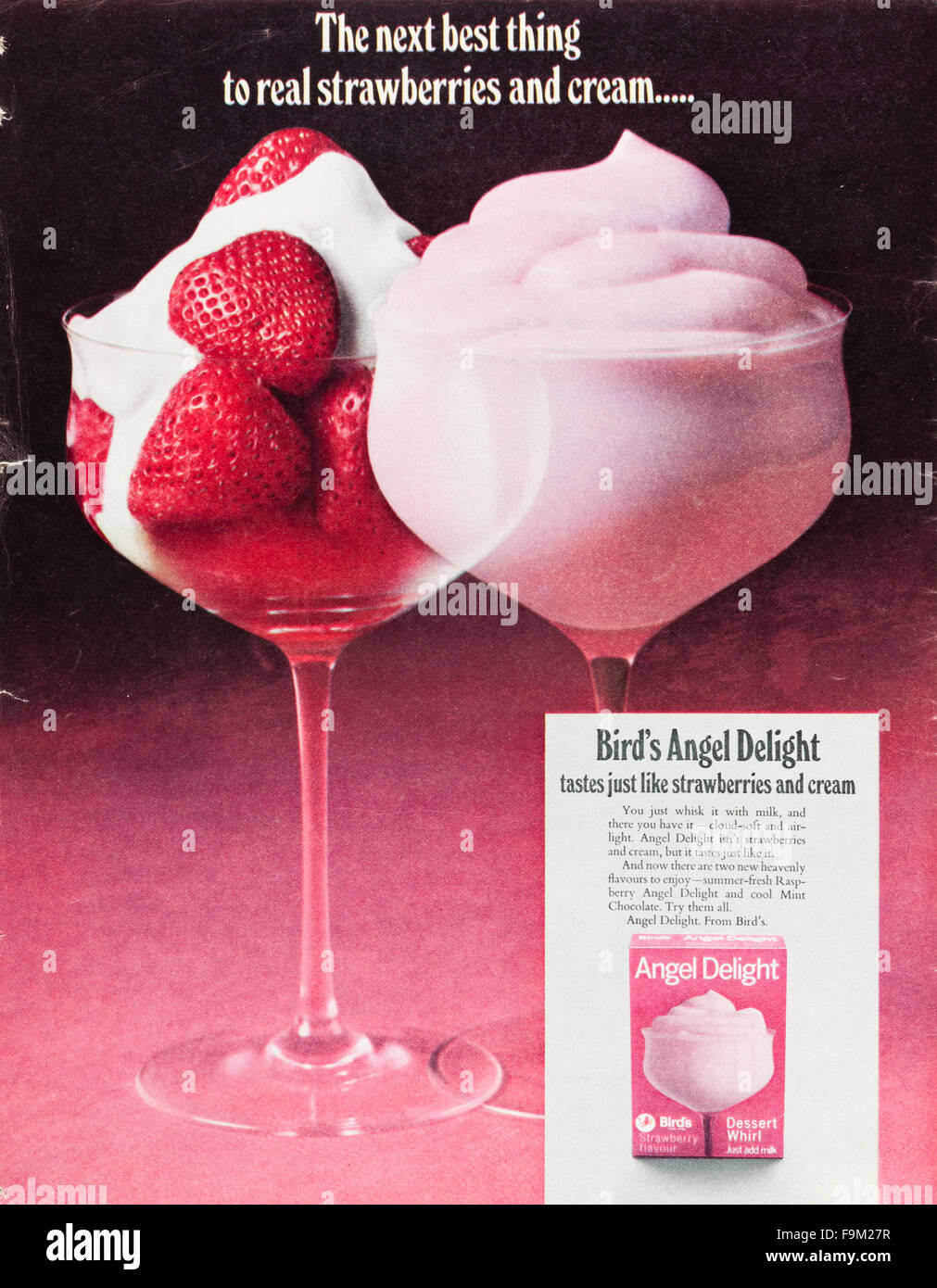 "Frau" Magazin, Großbritannien, 1969. Eine ganzseitige Anzeige für Vogels Angel Delight, ein pulverisierter Dessert-Produkt im Jahr 1967 ins Leben gerufen Stockfoto