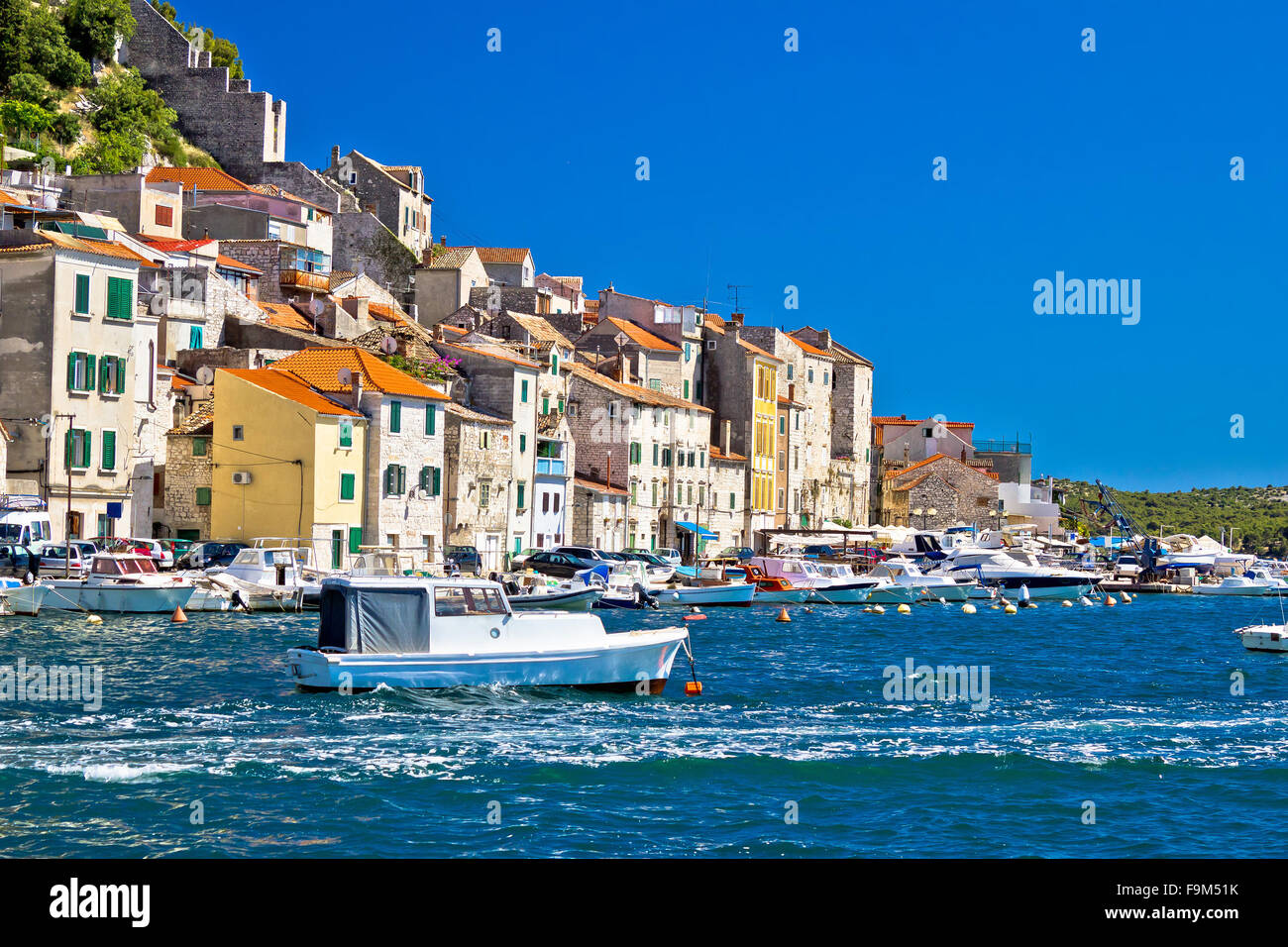 Alten Sibenik historischen Hafen Blick, Dalmatien, Kroatien Stockfoto