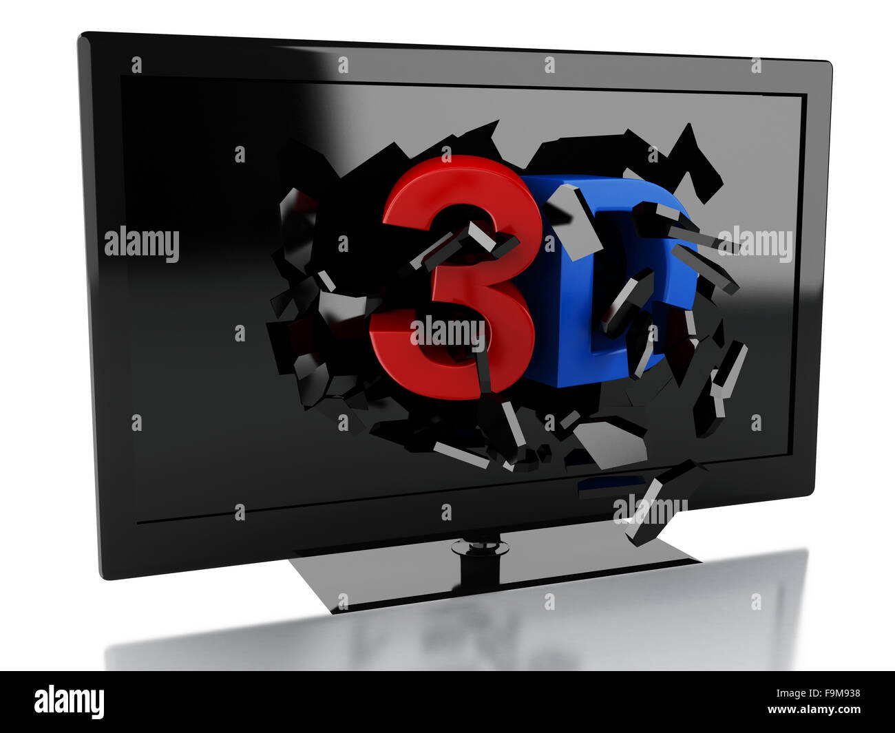 3D Renderer Abbildung. 3D TV geführt. Kinematographie Konzept. Isolierten weißen Hintergrund Stockfoto