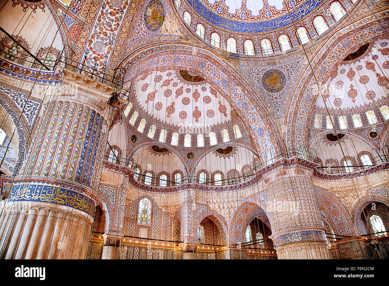 Blaue Moschee Sultanahmet in Istanbul Türkei - Interieur Stockfoto