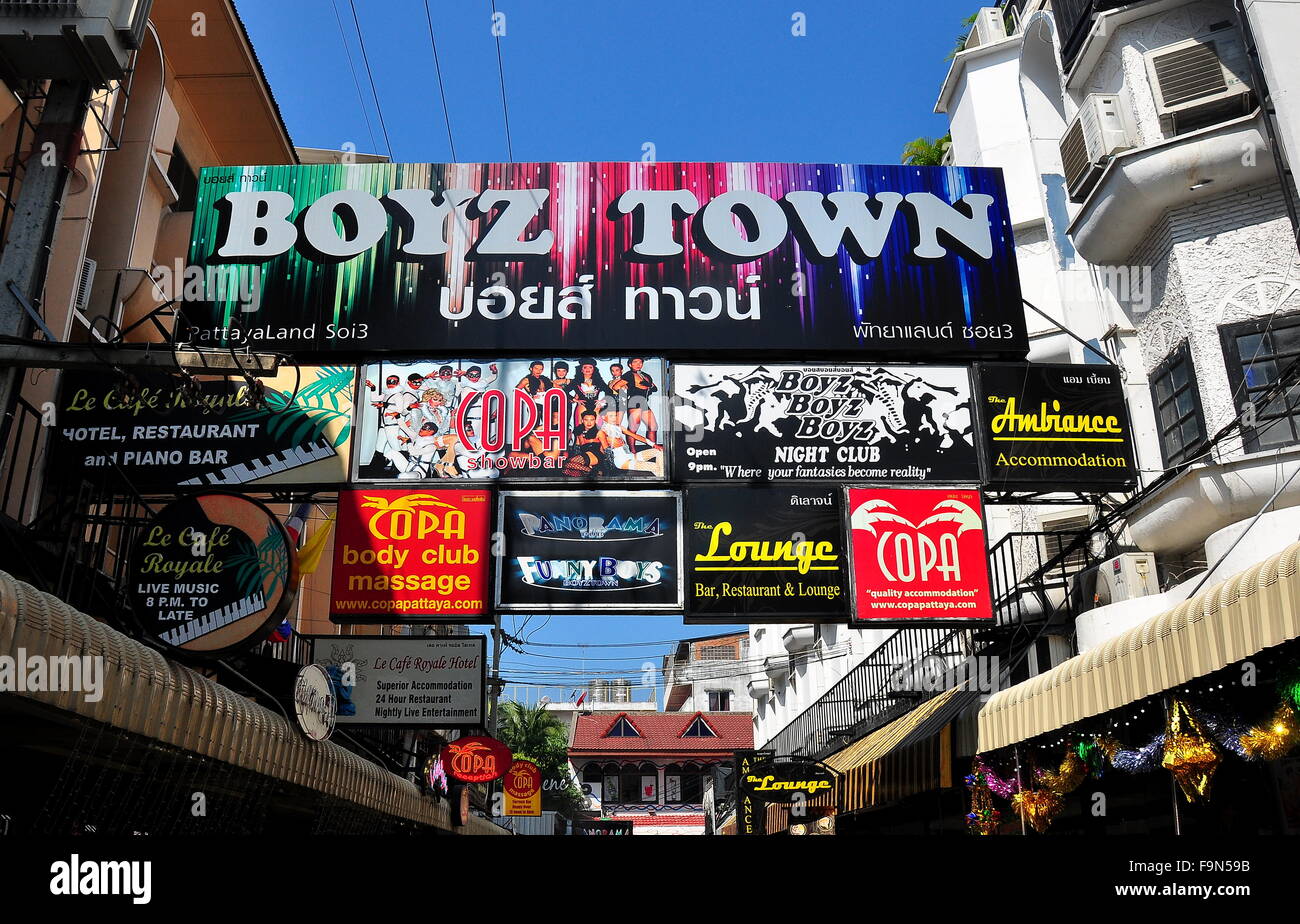 Pattaya, Thailand: Unterschreibt bei berühmten Boyz Town für seine viele schwule Clubs und Bars * Stockfoto