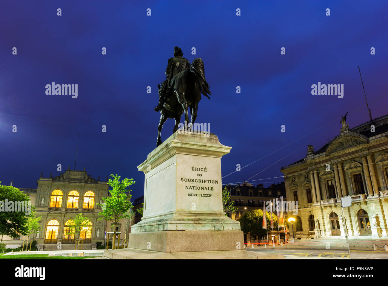 Statue von General Dufour in Genf in der Schweiz Stockfoto